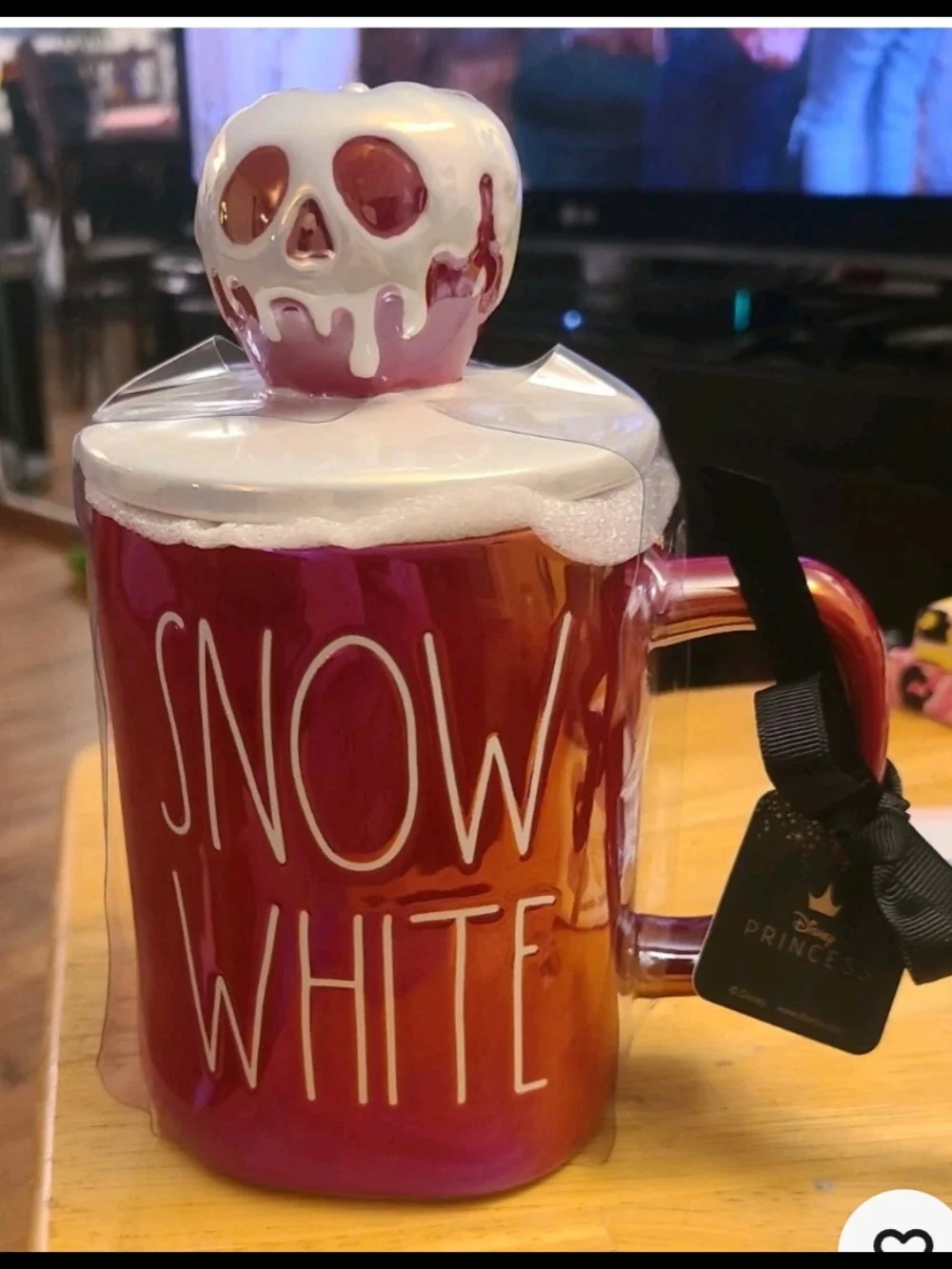 Rae Dunn Disney Snow White Red Mug With Poison Apple Topper NWT